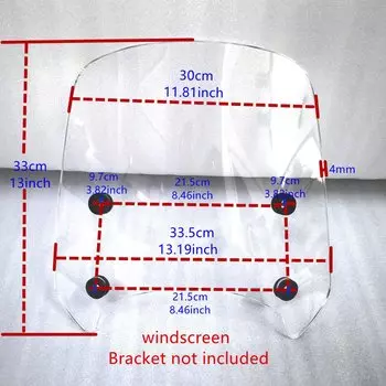 Лобовое стекло мотоцикла 13 дюймов 10 дюймов, ветровое стекло с монтажной фурнитурой для Indian Scout Bobber Twenty 2018-2023