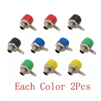 ЛОЧЕУК 4 мм банановые гнезда, 10 шт., красный, черный, зеленый, желтый, синий