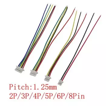 LOCHEUK Разъемы JST 1.25 2/3/4/5/6/8 контактов с проводом 28AWG 10/15/20/30 см