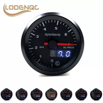 Lodenqc Автомобильный измеритель давления масла 2 "52 мм Двойной дисплей 0-7 бар 7 цветов Светодиодный измеритель масла Высокоскоростной двигатель с датчиком