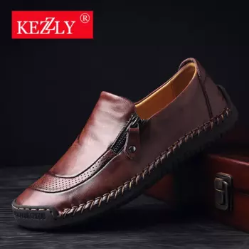 Лоферы мужские из натуральной кожи, на плоской подошве, большой размер 38-48