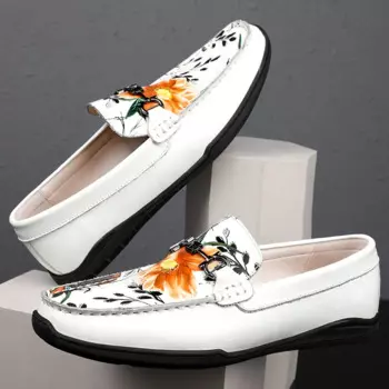 Лоферы мужские, из натуральной кожи, с ручной росписью