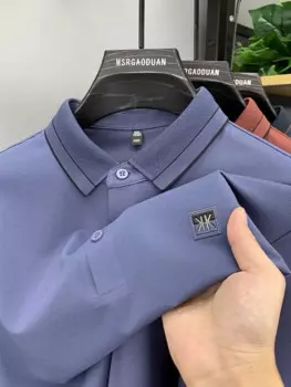 Лёгкий экстравагантный Ледяной шелк мужской принт Рубашка Поло длинными рукавами весна осень новая модная индивидуальность комфортабельная футболка для отдыха