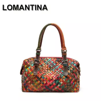 LOMANTINA, новинка, вязаная сумка-тоут из натуральной кожи с регулируемыми ремешками для леди, женская модная сумка-Бостон