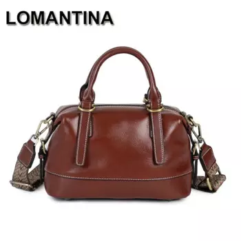 LOMANTINA женская дизайнерская сумочка высокое качество воловья кожа воск известные сумки-мессенджеры 2 ремня роскошная женская сумка