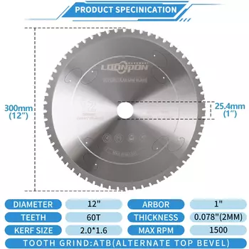 Loonpon Циркулярный диск по металлу 300 мм 60T