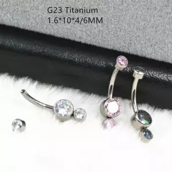 Lot10PCS ювелирные изделия для тела-G23 титановый CZ умная пупка пирсинг для пупка 14Gx10x 4/6 мм изогнутые штанги для пупка Кольца для живота Сияющие