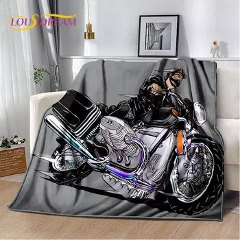 LOUSIDREAM 3D Мотоцикл Плюшевое одеяло из флиса