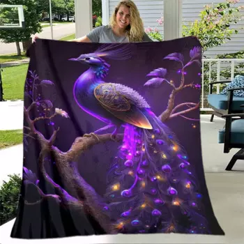 LOUSIDREAM Плюшевое одеяло с изображением павлина