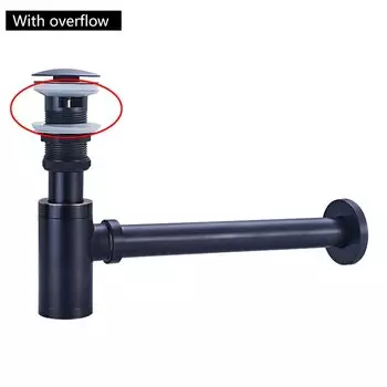 Ловушка для раковины ROVATE, латунная сливная труба для ванной комнаты сифонная труба для раковины, с выдвижным сливом, черная, P-TRAP