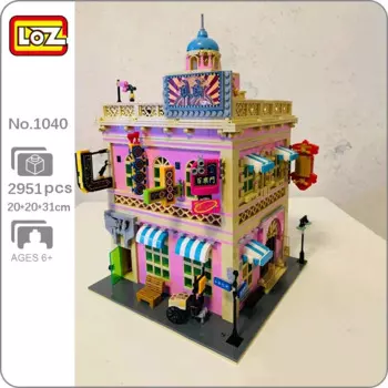 LOZ 1040, мировая архитектура, винный бар, KTV, Бальные танцевальные залы, Клубные городские модели, мини-конструкторы, игрушки для детей без коробки