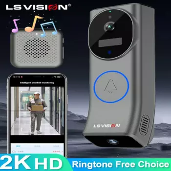 LS VISION Дверной звонок с обзором на все тело 2K Wi-Fi Видео Беспроводной HD 2 объектива Цифровой дверной звонок Глазки PIR Обнаружение движения Двустороннее аудио