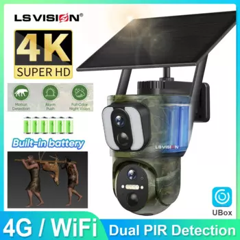 LS VISION солнечные камеры для улицы, 8 Мп, 4K, двойной экран, 4G/WiFi, камера видеонаблюдения с ночным видением, активируемым движением, охота на дикую природу