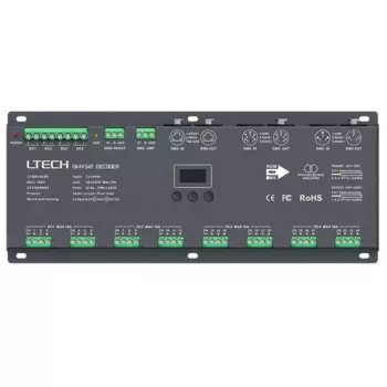 Ltech 24-канальный декодер DMX, 12-24 В, вход 3 А * 24 канала, 72 А, DMX512 славянская лампа/RJ45, используется RGB-лента, OLED-экран