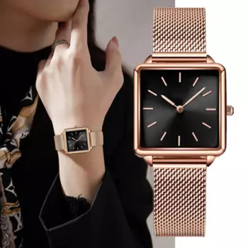 Лучший бренд, простые женские часы, роскошные квадратные кварцевые наручные часы с металлической сеткой, модные элегантные женские часы, женские часы reloj mujer