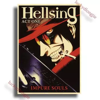 luckydlongjie Аниме Hellsing Постер Крафт бумага