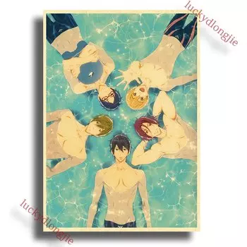 luckydlongjie Аниме плакат на крафтовой бумаге