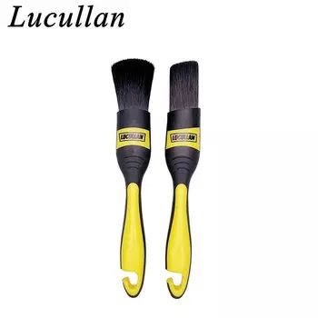 Lucullan 2-модельные инструменты со сверхмягкой и средней щетиной, эргономичная резиновая ручка, щетка для детализации автомобиля