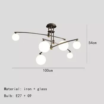 Люстра IWP белая стеклянная золотая/черная