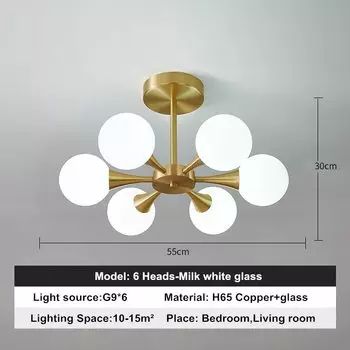 Люстра QINGYUNKE скандинавская медная стеклянная