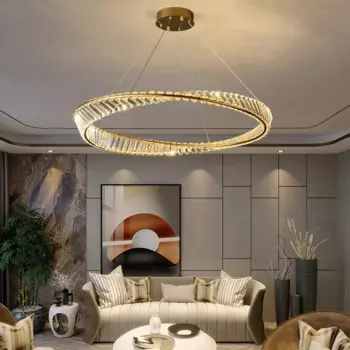 Люстра с золотым кольцом, регулируемая