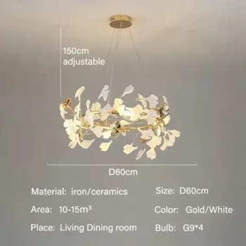 Люстра TAONUANSHU Гинкго золото/белый