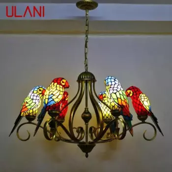 Люстра в виде попугая Тиффани ULANI, винтажная креативная цветная стеклянная Подвесная лампа, Декор для дома, гостиной, спальни, гостиницы