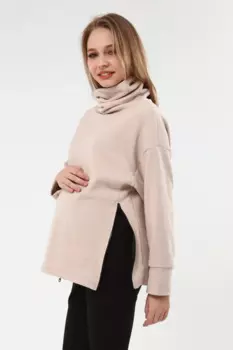 Luvmabelly MYRA4283 свитшот для беременных на молнии-бежевый