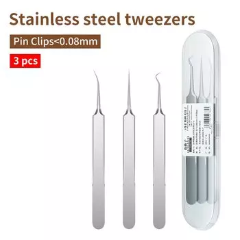 LUXIANZI 3 шт., пинцет с зажимом для угрей, набор инструментов для красоты, ультратонкие клеточные прыщи, игла от прыщей, очищающий пинцет из нержавеющей стали