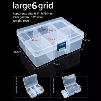 LUXIANZI Прозрачный регулируемый пластиковый ящик для инструментов