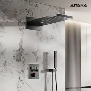Душевая система Aitana латунная черная SQUARE