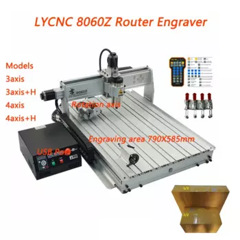 LY CNC 8060Z Маршрутизатор Гравер 3-осевой 4-осевой гравировальный сверлильный и фрезерный станок YOOCNC Шпиндель Mach3 1,5 кВт с портом USB