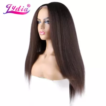 Lydia для женщин синтетические накладные волосы парик 4*4 курчавые прямые 130% плотность коричневый черный термостойкий