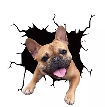 LYKX 3D французский бульдог собака разбитое окно разрывающиеся наклейки для автомобиля наклейка внешние аксессуары виниловые наклейки