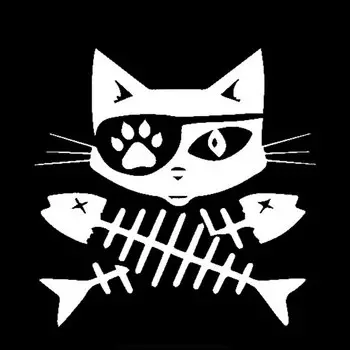 LYKX Пиратская кошка рыба перекрестные кости Автомобильная наклейка для грузовиков фургонов стен чашек ноутбуков автомобильные Внешние аксессуары виниловые наклейки