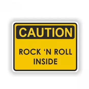 LYKX предупреждающая наклейка с изображением надписей внимание Рок н-ролл внутри музыкальный звук Тяжелая забавная наклейка для автомобиля Аксессуары для внешнего использования виниловые наклейки