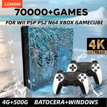 LZAKMR Ретро игровая консоль X10 с 70000 видеоиграми 60 эмуляторов для PS2/N64/GAMECUBE/XBOX с геймпадом Детская подарочная игровая коробка