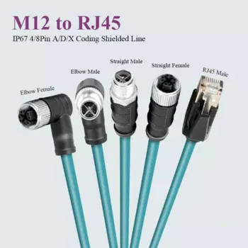 M12 8Pin X-Code к RJ45 Ethernet линейный колено прямоугольный 4Pin A-Тип D-кодирование Мужская гнездовая головка к RJ45 коннекторный Цепной кабель