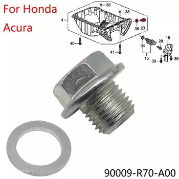 M14x1, 5 мм Автомобильная Пробка для слива масла двигателя, серебряный болт с шайбой 90009-R70-A00, подходит для Honda Accord CR-V CRX MDX Civic