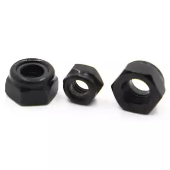 M2 M2.5 M3 M4 M5 M6 M8 M10 M12 DIN985 Черная углеродистая сталь Нейлоновая контргайка Шестигранная нейлоновая вставка Самоконтрящаяся гайка