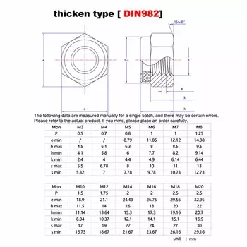 M3 M4 M5 M6 M8 M10-M16 Нержавеющая сталь 304, утолщенная/тонкая/DIN985, левая резьба, самоблокирующаяся нейлоновая вставка, стопорная гайка DIN982 GB6172.2