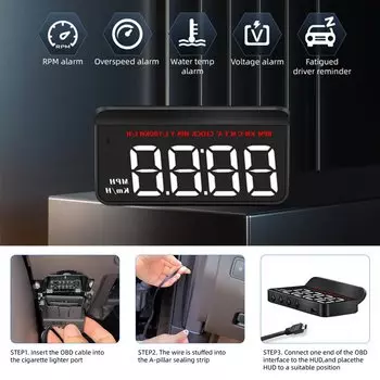 M5 OBD2 Автомобильный спидометр Проекционный дисплей Мини-проекция на лобовом стекле Измеритель температуры воды, скорости пробега Инструмент Plug and Play