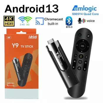 M98 Y9 TV Stick 4K HD Android 13 2 ГБ 16 ГБ Amlogic S905Y4 Четырехъядерный голосовой пульт дистанционного управления 3D PK DQ10 Smart Android TV BOX iptv