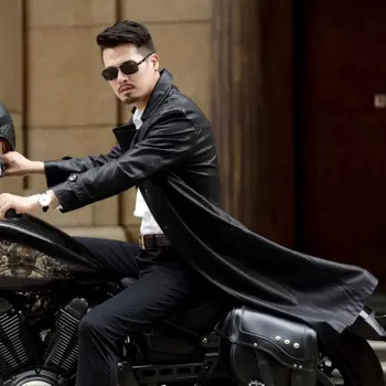 M-4XL! Мужская одежда большого размера! Осень 2021-это длинный кожаный тренчкот с длинным кожаным пальто, мужская куртка