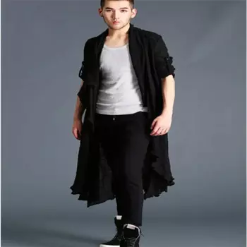 M-6XL! Большая льняная рубашка! Мужская длинная рубашка из хлопка и льна