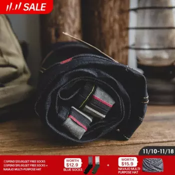 Maden винтажные джинсы из сырого денима весом 14,5 унций с двойными кромками, молнией YKK и вышивкой. Классические прямые однотонные мужские джинсы для осени и зимы