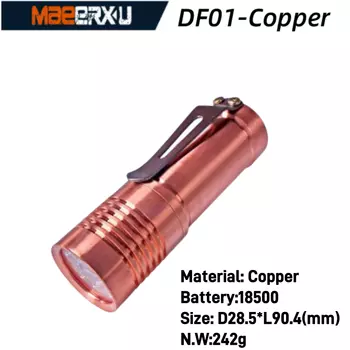 Maeerxu DF01 Мощный медный мини-фонарик 18500 EDC с 4*90 светодиодами CRI и светодиодами RGB Aux Макс. 4000LM Карманный фонарик IPX8