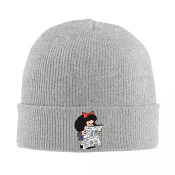 Mafalda с газетой, вязаная шапка, шапки, осенне-зимняя шапка, теплая повседневная шапка с героями мультфильмов в стиле аниме для мужчин и женщин