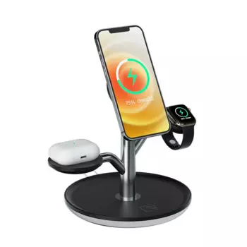 Магнитное Быстрое беспроводное зарядное устройство 15 Вт 3 в 1 для Iphone 11 12 Mini Pro MAX для Apple Watch AirPods Por Светодиодная лампа дерево