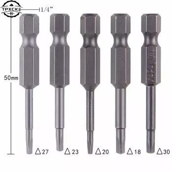5 шт./компл. Нескользящие Магнитный Треугольники отвертка бит 1/4 "S2 Сталь шестигранный хвостовик Электрический Мощность инструмент Аксессуары 50 мм